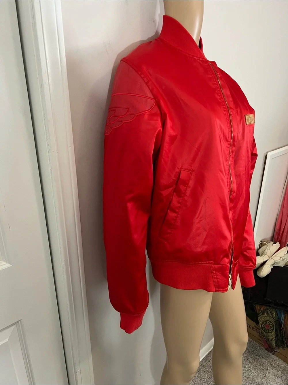 Jordan x Just Don Pinnacle Red satin bomber jacket,Medium